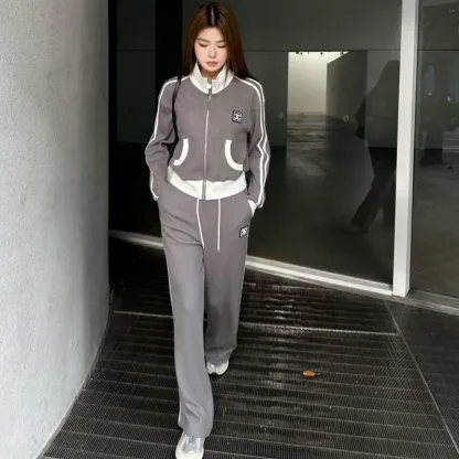 『S-L』話題沸騰中 大人気 優しい雰囲気 カジュアル スタンドネック セットアップ