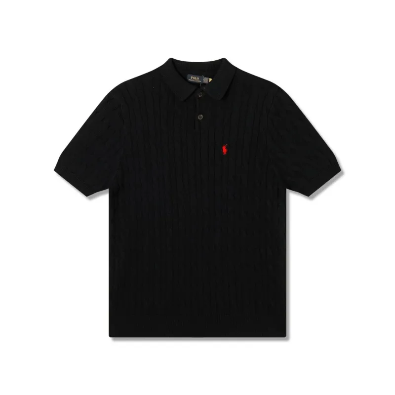 『S-XL』今季も大流行 着心地良い トレンド POLOネック ニット生地 Tシャツ
