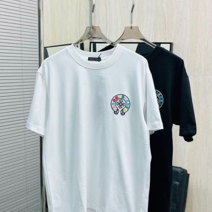 『S-XL』メンズ春物半袖Tシャツ　ファッショナブルな刺繍とトレンディな半袖デザイン