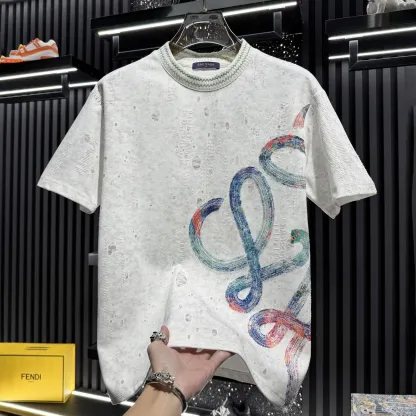 『M-4XL』新作 夏物 メンズ ハイエンド タイダイ刺繍入り半袖Tシャツ