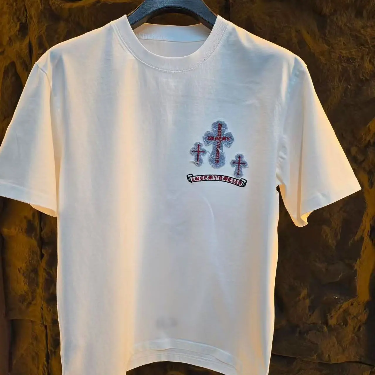 『S-2XL』新作 夏物 刺繍入り 半袖 プレミアム カジュアル ルーズ クルーネック Tシャツ