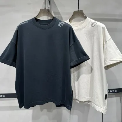 『L-4XL』新作ラウンドネックプリント半袖Tシャツ、トレンディなハーフスリーブ