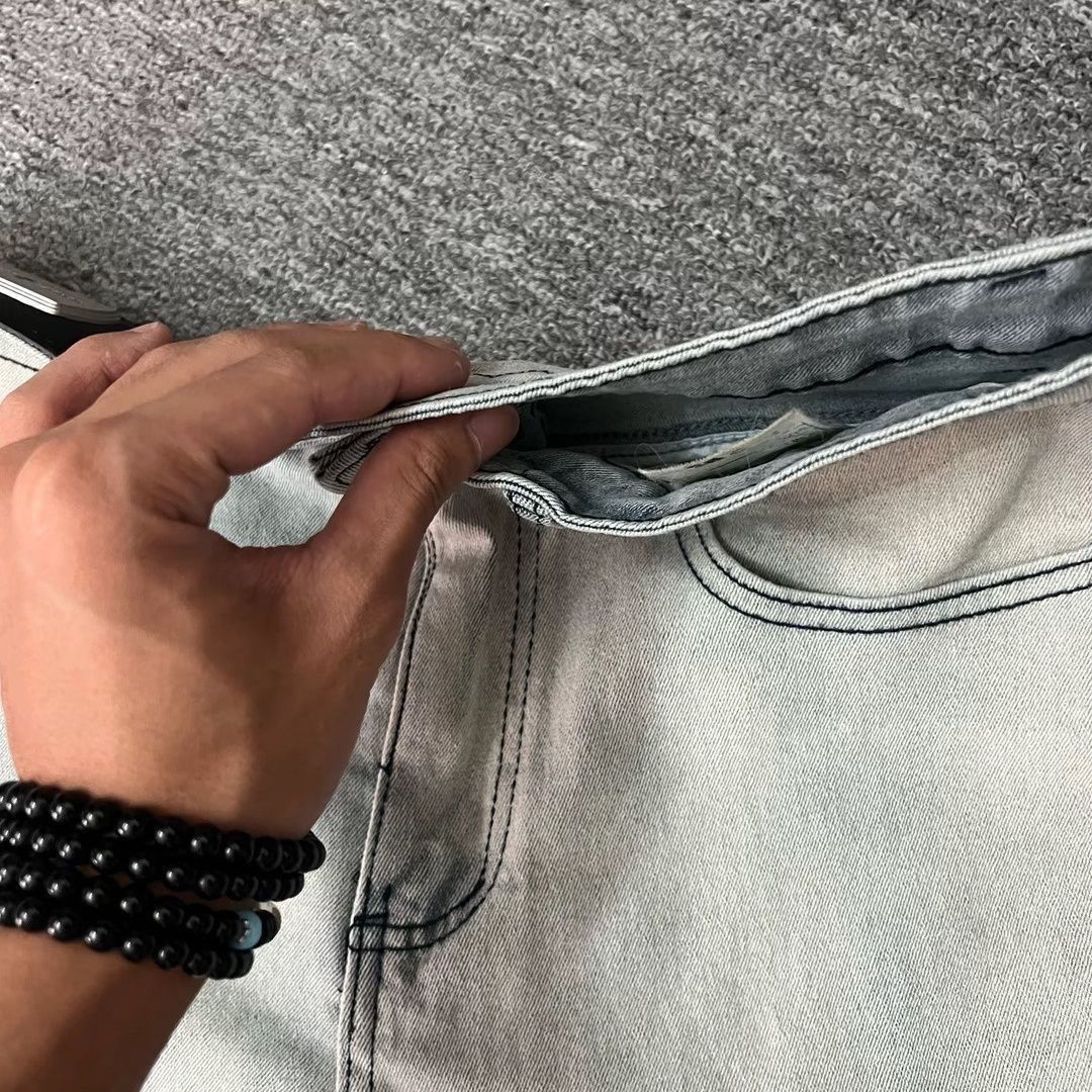 『S-3XL』秋の新作刺繍入りレターストレートレッグジーンズ