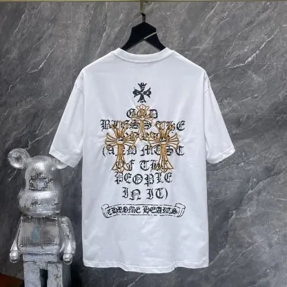 『S-XL』トレンディな刺繍プリント入りピュアコットン半袖メンズTシャツ