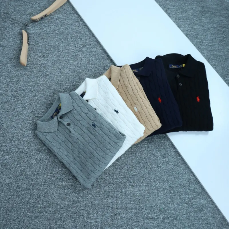 『S-XL』今季も大流行 着心地良い トレンド POLOネック ニット生地 Tシャツ