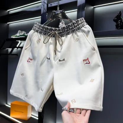 『M-3XL』新作メンズ高級刺繍入りカジュアルショーツ、サマービーチパンツ
