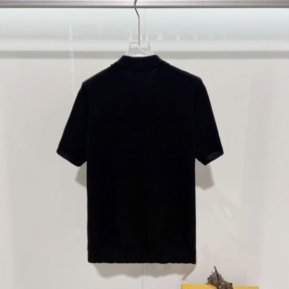 『S-3XL』男女兼用の、ストライプ柄ジャカードニットの半袖ポロシャツ。カジュアルウェアに最適です。