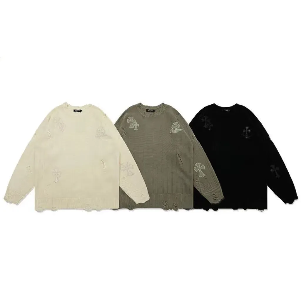 『S-8XL』レトロな秋冬のゆったりセーターのカップルコーデ