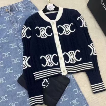 『S-XL』秋冬新作ローズケーブルニットセーターデザインコントラストカラーカーディガンセータージャケット