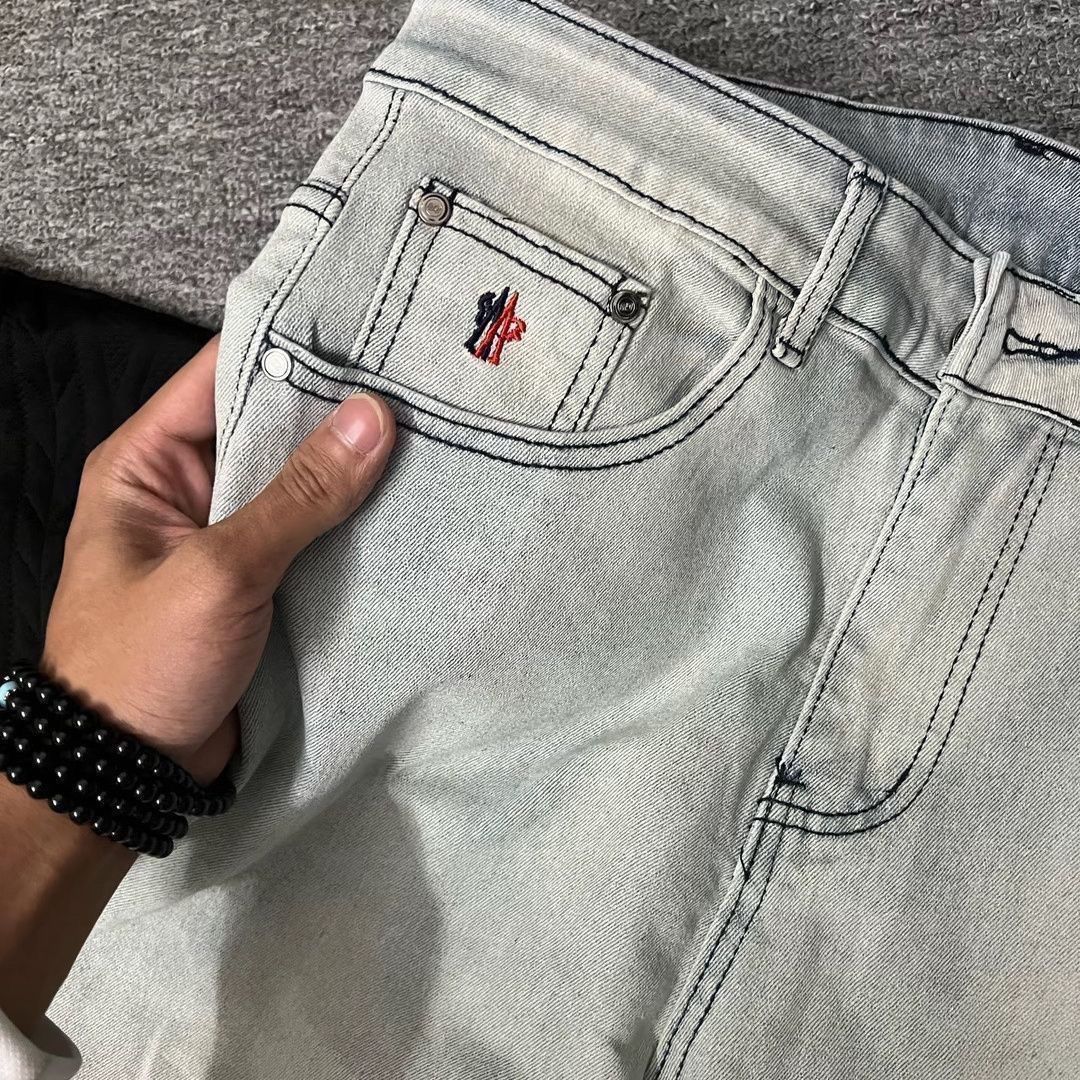 『S-3XL』秋の新作刺繍入りレターストレートレッグジーンズ