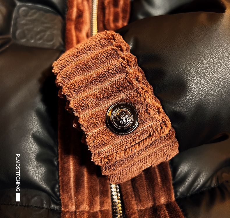 高級刺繍入りスタンドカラーダウンジャケット、暖かくて防寒性のある冬用コート。