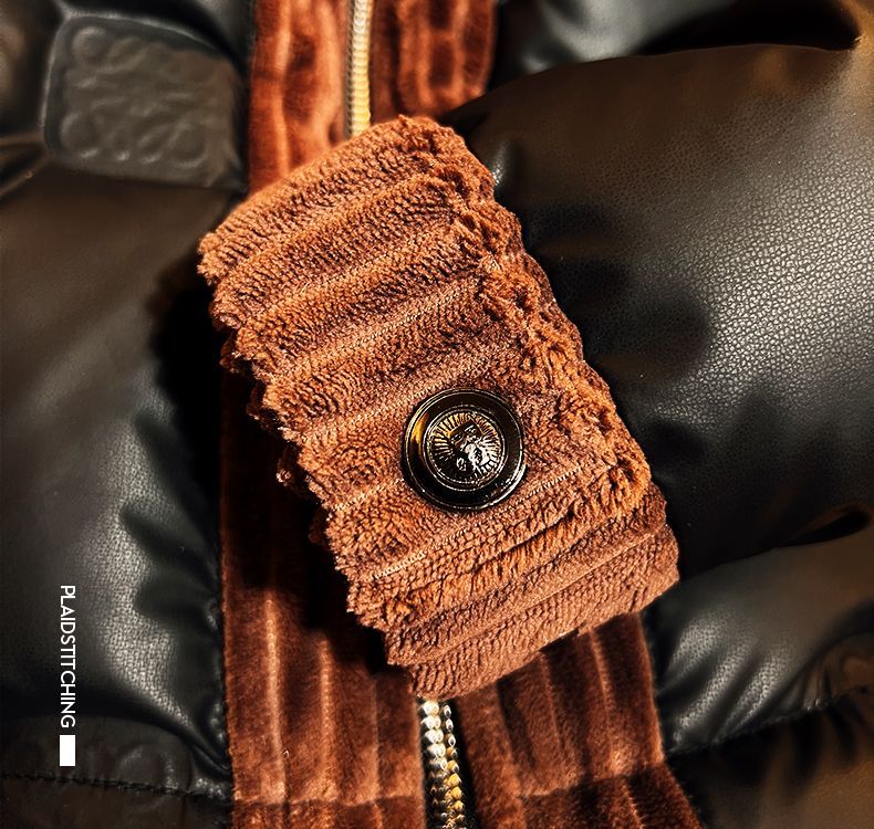 高級刺繍入りスタンドカラーダウンジャケット、暖かくて防寒性のある冬用コート。