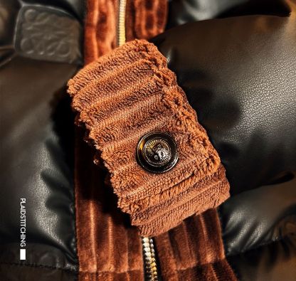 高級刺繍入りスタンドカラーダウンジャケット、暖かくて防寒性のある冬用コート。
