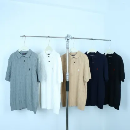 『S-XL』今季も大流行 着心地良い トレンド POLOネック ニット生地 Tシャツ