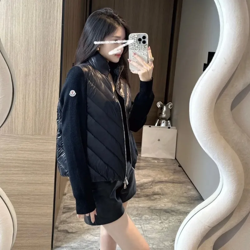『S-L』好感度100％ 大人らしい おしゃれ スタンドネック 合切り替え ダウンアウター