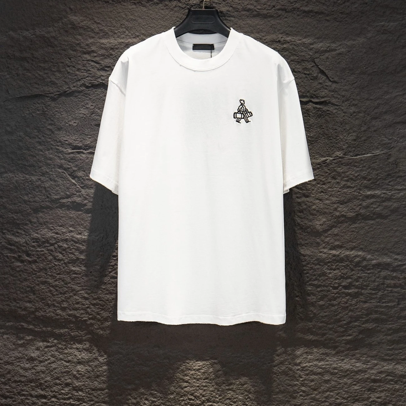 『S-XL』新作ラウンドネック半袖刺繍パッチメンズカジュアルスタイル