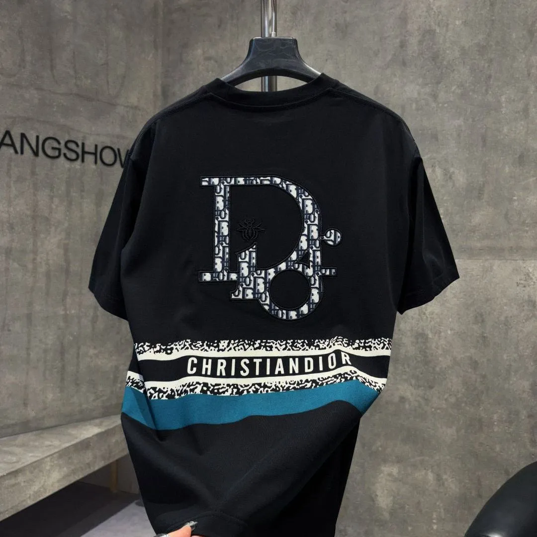 【S-2XL】クラシックな文字のウェビングアップリケ刺繍入りカジュアルルーズ半袖Tシャツ