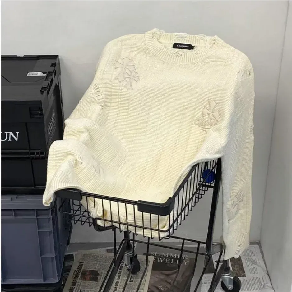『S-8XL』レトロな秋冬のゆったりセーターのカップルコーデ