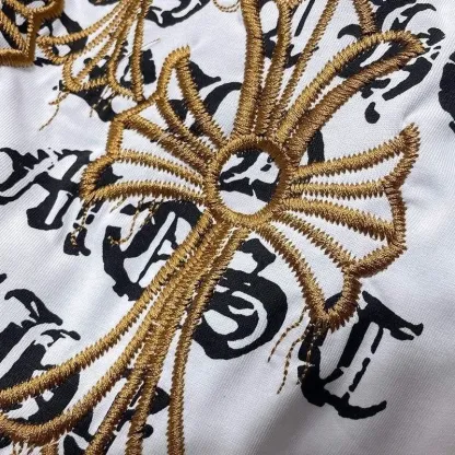 『S-XL』トレンディな刺繍プリント入りピュアコットン半袖メンズTシャツ
