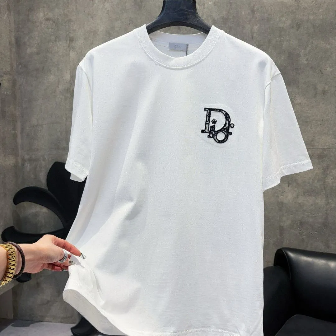 【S-2XL】クラシックな文字のウェビングアップリケ刺繍入りカジュアルルーズ半袖Tシャツ
