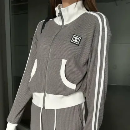 『S-L』話題沸騰中 大人気 優しい雰囲気 カジュアル スタンドネック セットアップ