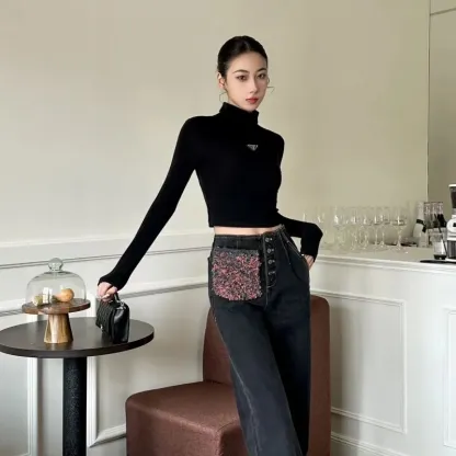 『S-L』人気爆発中 元気いっぱい ファッション おしゃれ 半ハイネック トップス