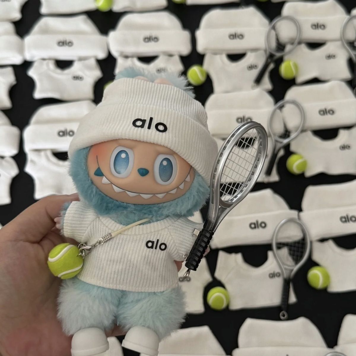 labubu 超かわいいテニススポーツスーツベビー服 17cm ぬいぐるみ人形 ユニバーサルチェンジスポーツウェア かわいい