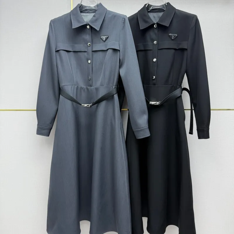『S-L』超人気商品 大注目 着瘦せ エレガント ベルト付き 折り襟 ワンピース