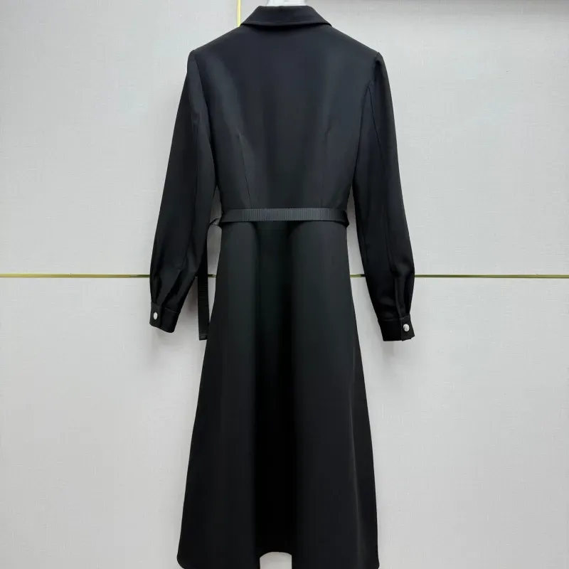 『S-L』超人気商品 大注目 着瘦せ エレガント ベルト付き 折り襟 ワンピース