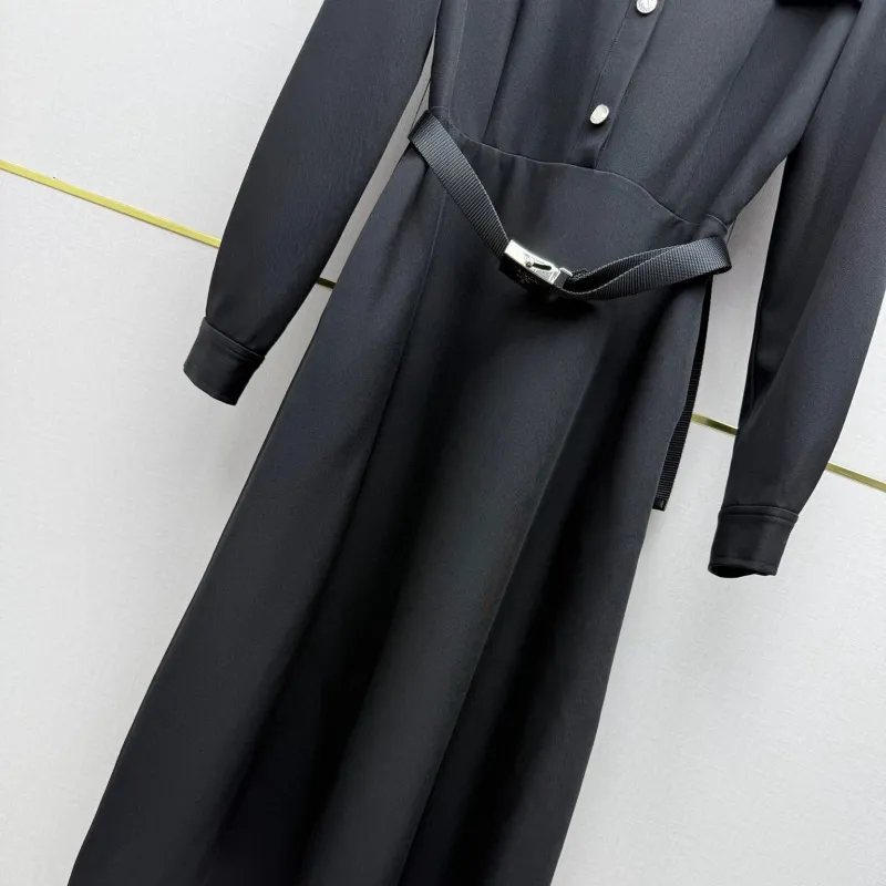 『S-L』超人気商品 大注目 着瘦せ エレガント ベルト付き 折り襟 ワンピース