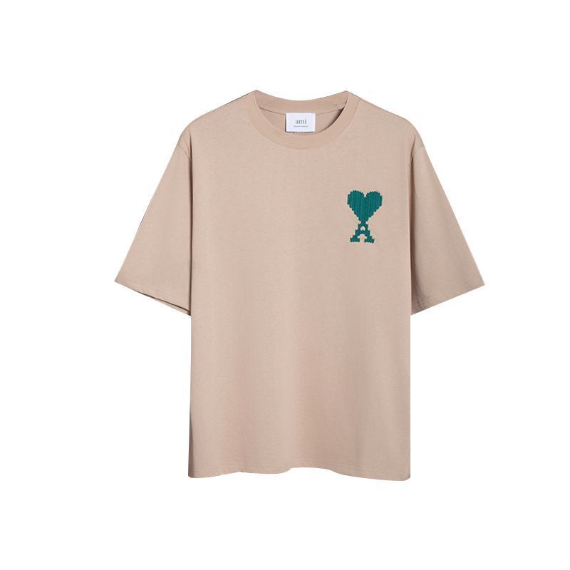 『S-XL』トレンディでミニマルな3D刺繍入り半袖カップルTシャツ（男女兼用）