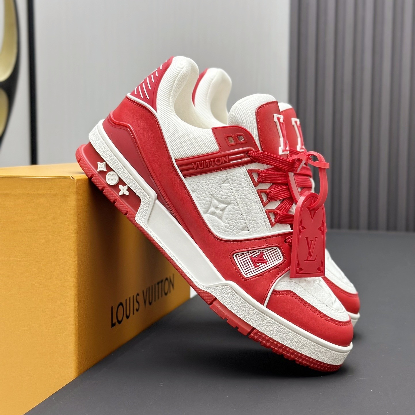 【L004】ルイ・ヴィトン LOUIS VUITTON TRAINER LINE SNEAKER "RED"