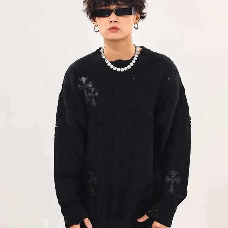 『S-8XL』レトロな秋冬のゆったりセーターのカップルコーデ