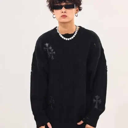 『S-8XL』レトロな秋冬のゆったりセーターのカップルコーデ