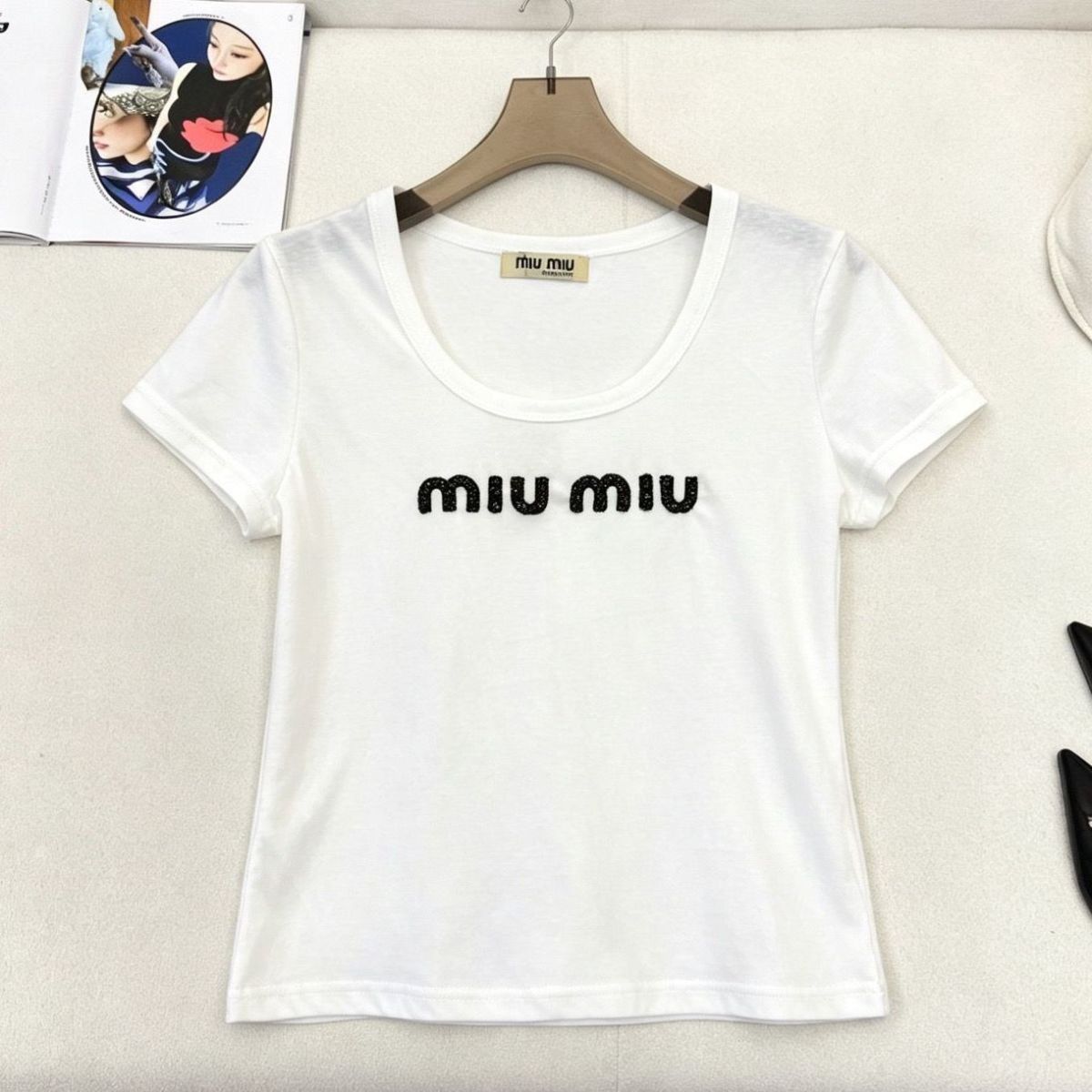 夏用ラウンドネックゆったり万能レター半袖Tシャツ（レディース）