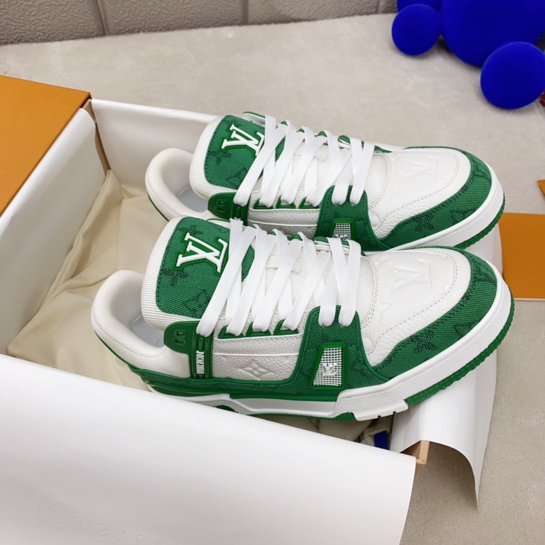 【L002】ルイ・ヴィトン Louis Vuitton LV Trainer Sneaker "Green"