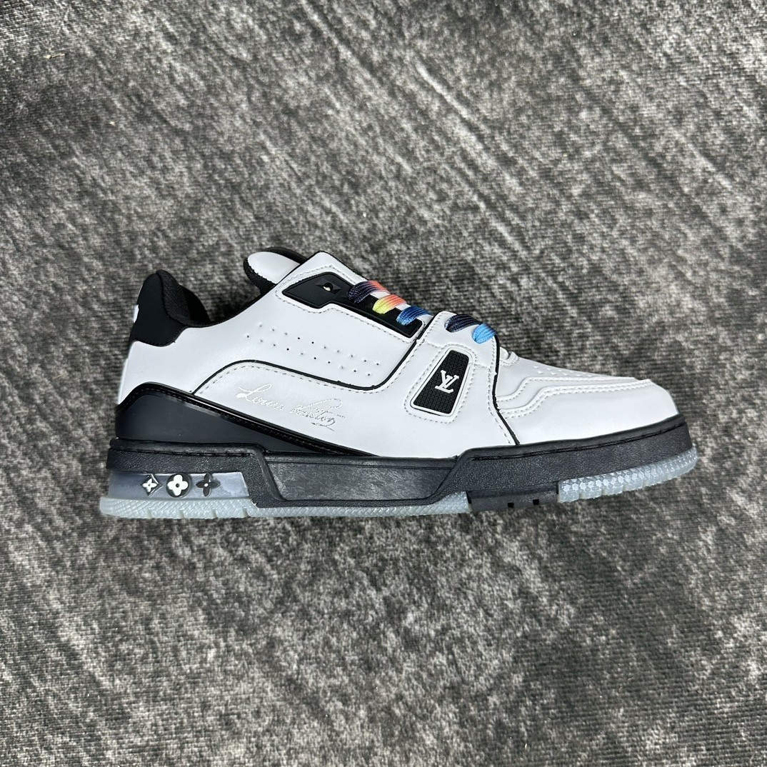 【L001】ルイ・ヴィトン LOUIS VUITTON TRAINER LINE SNEAKER "WHITE BLACK"