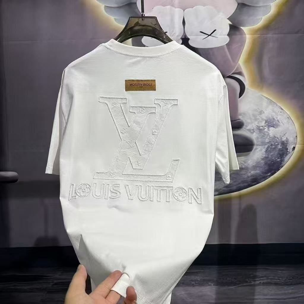 新しいヘビーデューティーエンボス織り刺繍文字半袖メンズとレディースヘビーウェイトTシャツ