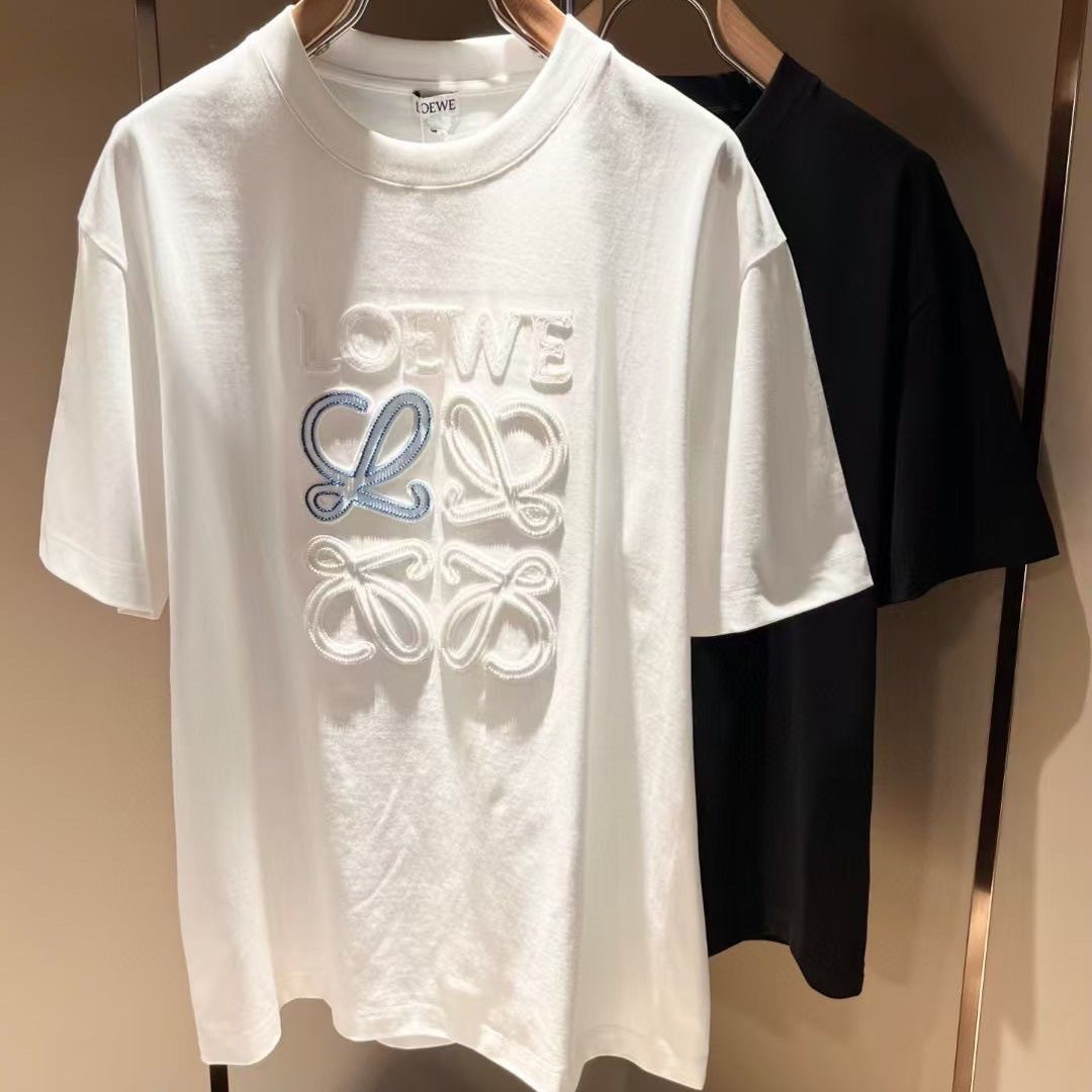 男女兼用 人気 レター刺繍 ルーズクルーネックトップス 半袖Tシャツ