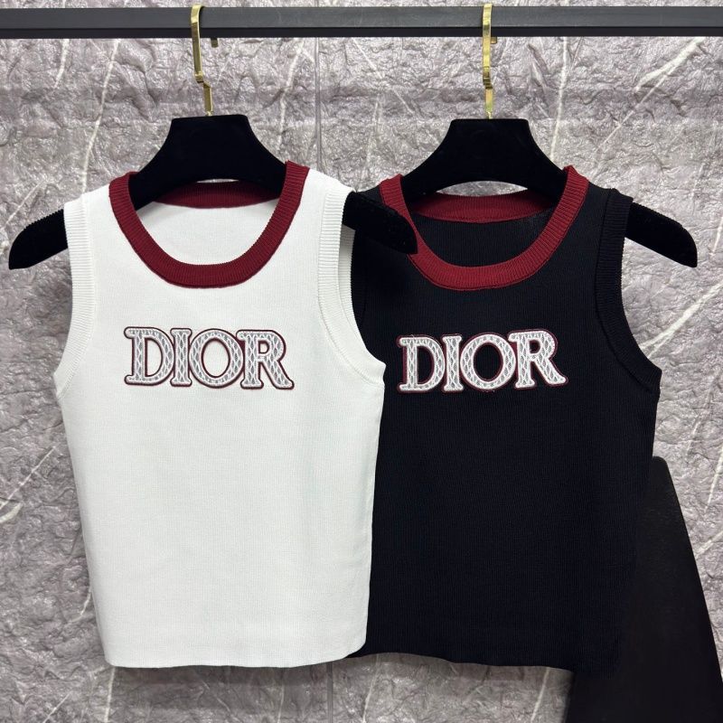 『S-L』新作の刺繍入りカラーブロックラウンドネックトップス、スリムフィットノースリーブニットベスト
