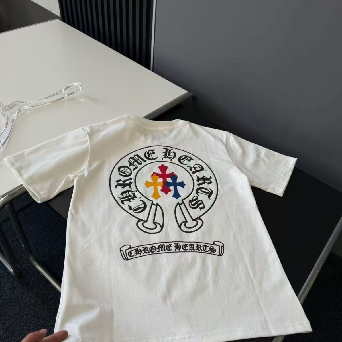 【S-2XL】高品質で丈夫な刺繍入りクルーネックプルオーバー半袖Tシャツ