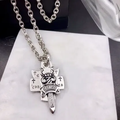 Chrome Hearts（クロムハーツ）3段ソードとホーリーソードサンスクリットペンダントネックレス