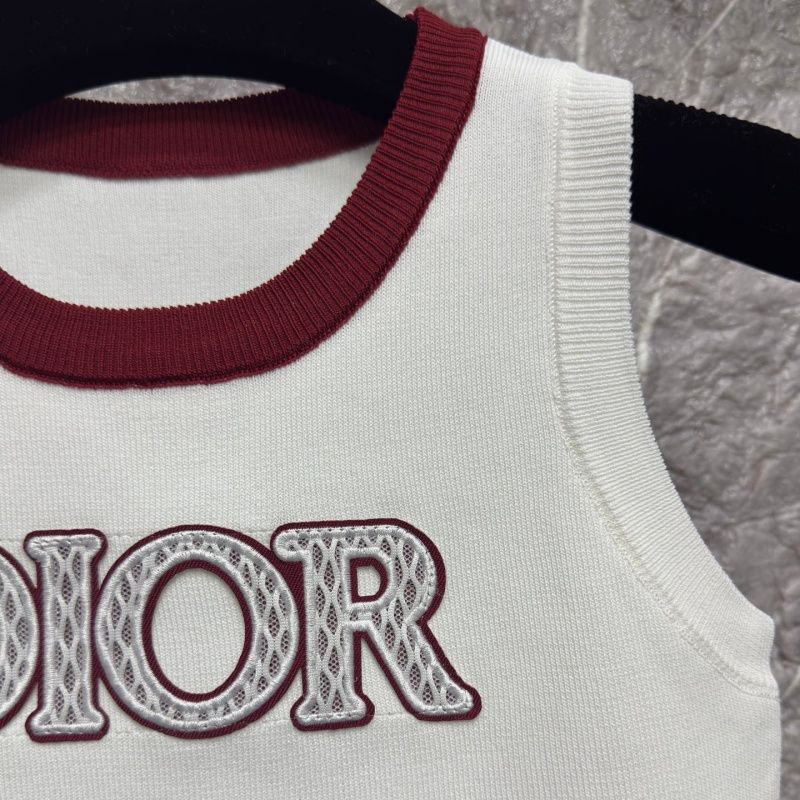 『S-L』新作の刺繍入りカラーブロックラウンドネックトップス、スリムフィットノースリーブニットベスト
