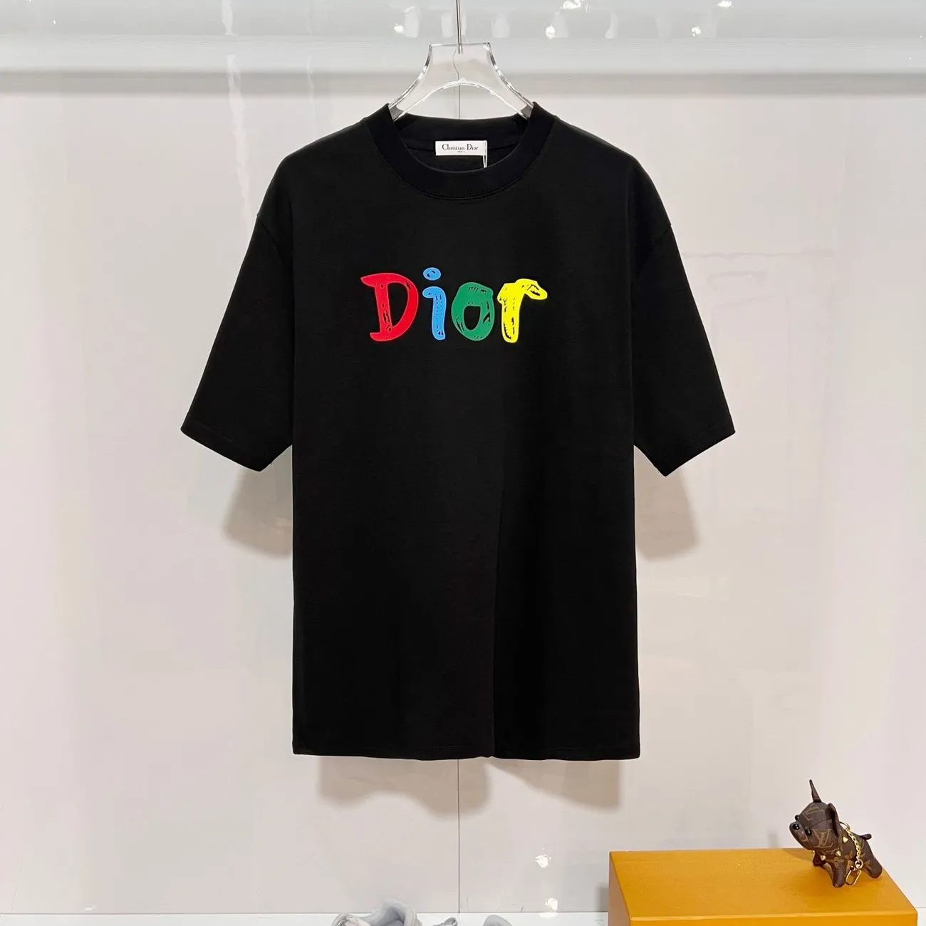 人気のプリント柄コットン半袖Tシャツ、クルーネックトップス