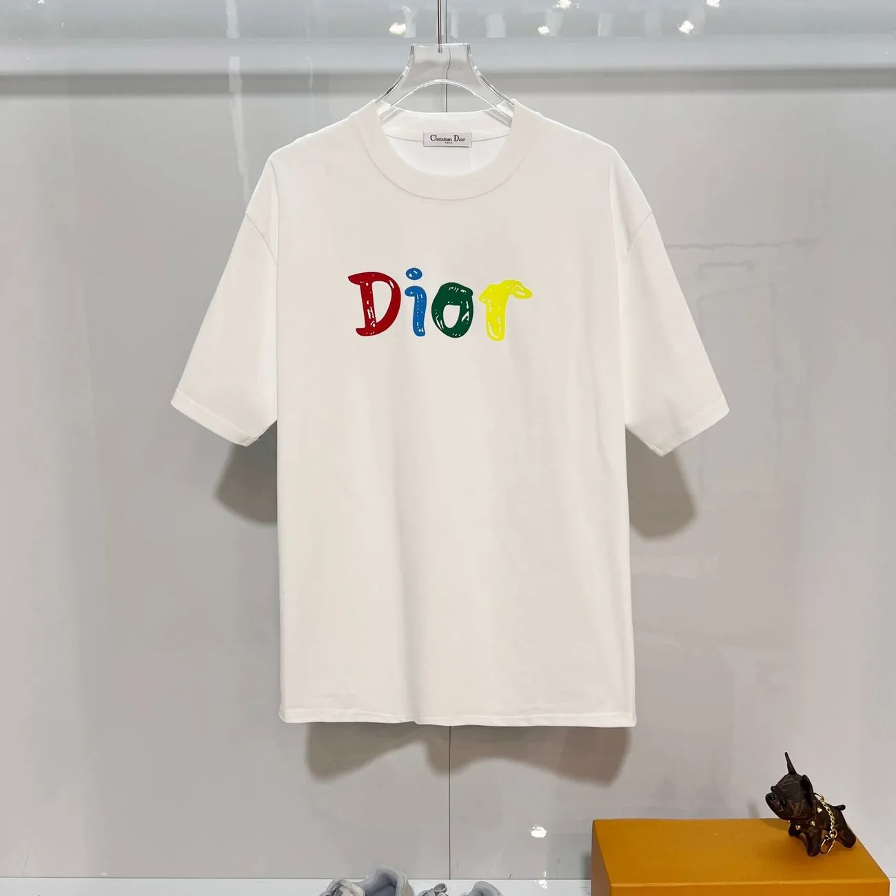 人気のプリント柄コットン半袖Tシャツ、クルーネックトップス