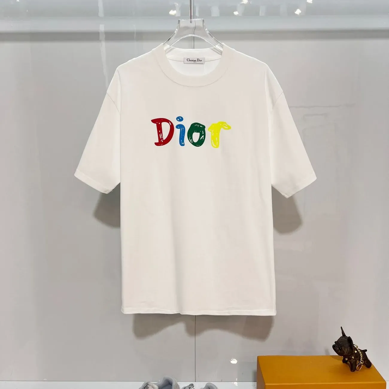 人気のプリント柄コットン半袖Tシャツ、クルーネックトップス