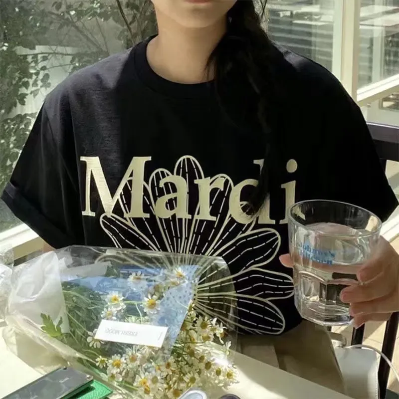 魅力的 ファッション 可愛い アルファベット プリント 花模様 着瘦せ 快適 ゆったり トップス Ｔシャツ