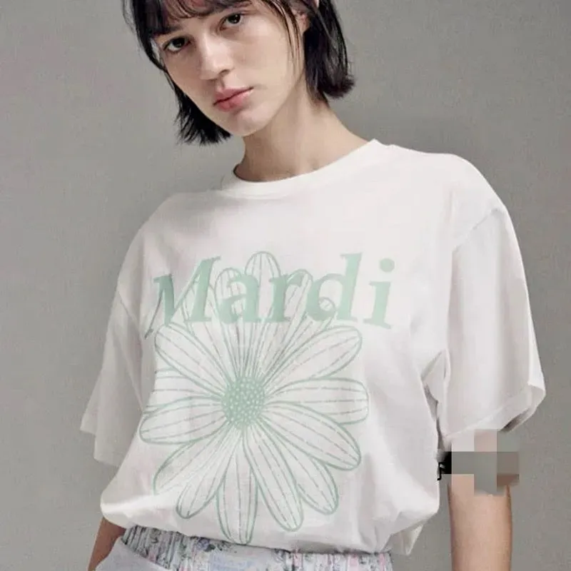 魅力的 ファッション 可愛い アルファベット プリント 花模様 着瘦せ 快適 ゆったり トップス Ｔシャツ