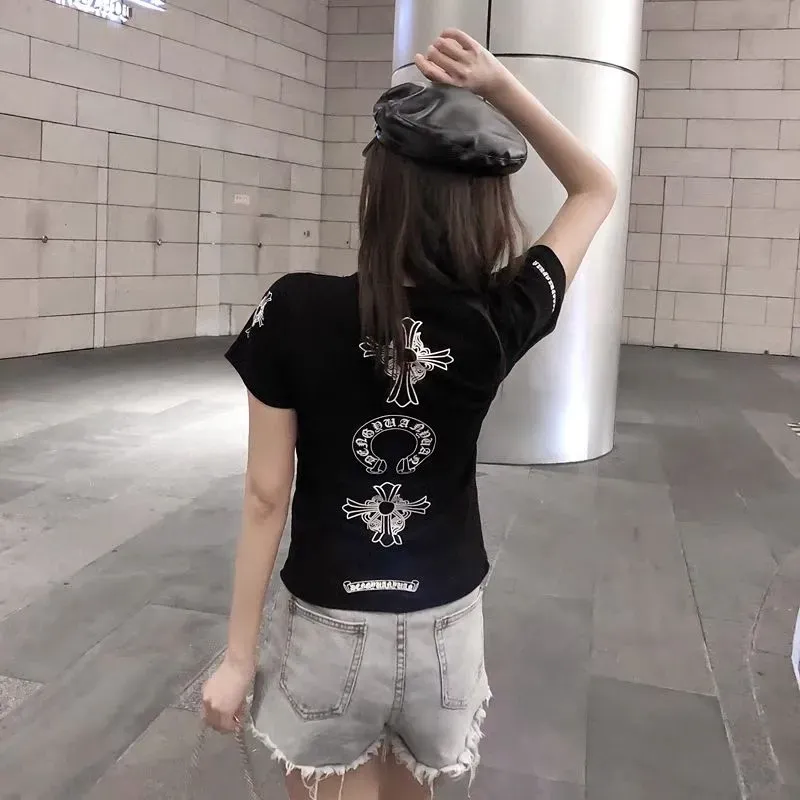 大人気 スリム 着痩せ 合わせやすい Vネック トレンド 半袖 Tシャツ