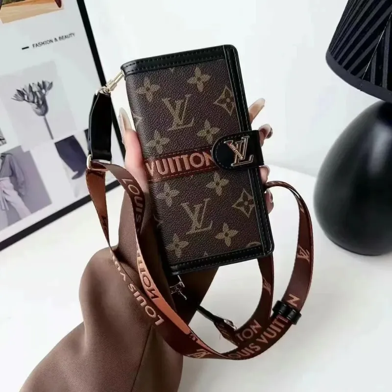 クラシック 高品質 ストラップ付き 高級レザー iPhone ウォレット ケース
